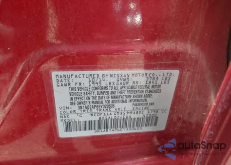 2014 Nissan Sentra Sv from USA, damaged, VIN 3N1AB7AP6EY320605